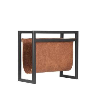 Magazinehouder_Cognac_Leder_Zwart_Metaal_45x20x38_cm_Perspectief2